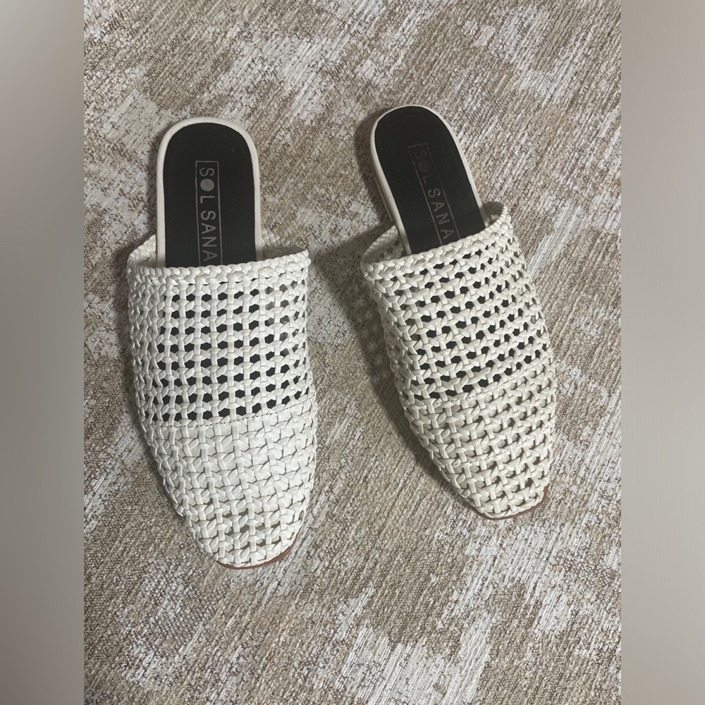 Sol Sana Cream Woven Mules